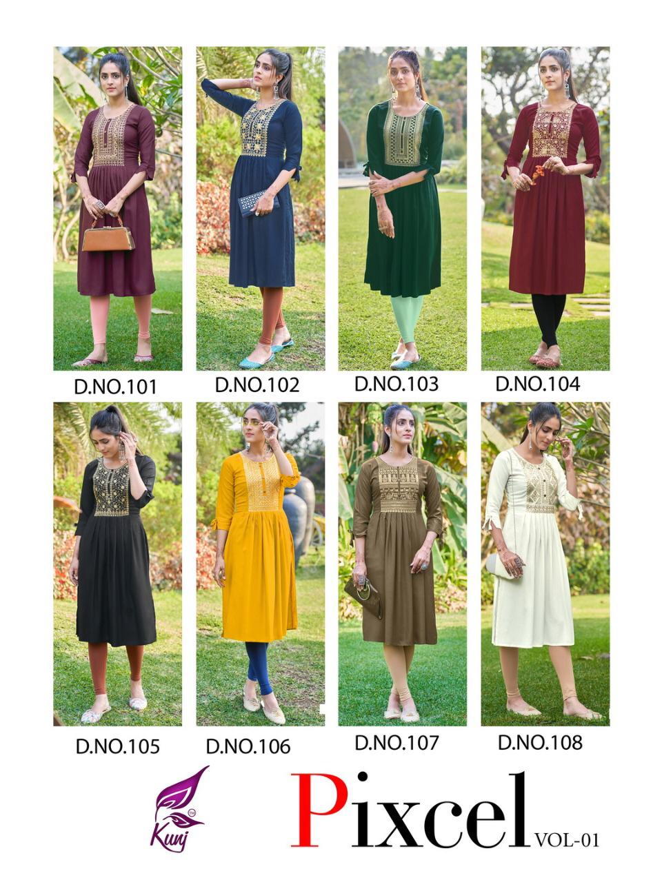 KAVYANSIKA PIXCEL VOL-1 Latest Fancy Designer Heavy Ethnic Wear Rayon Embroidered Kurtis Collection